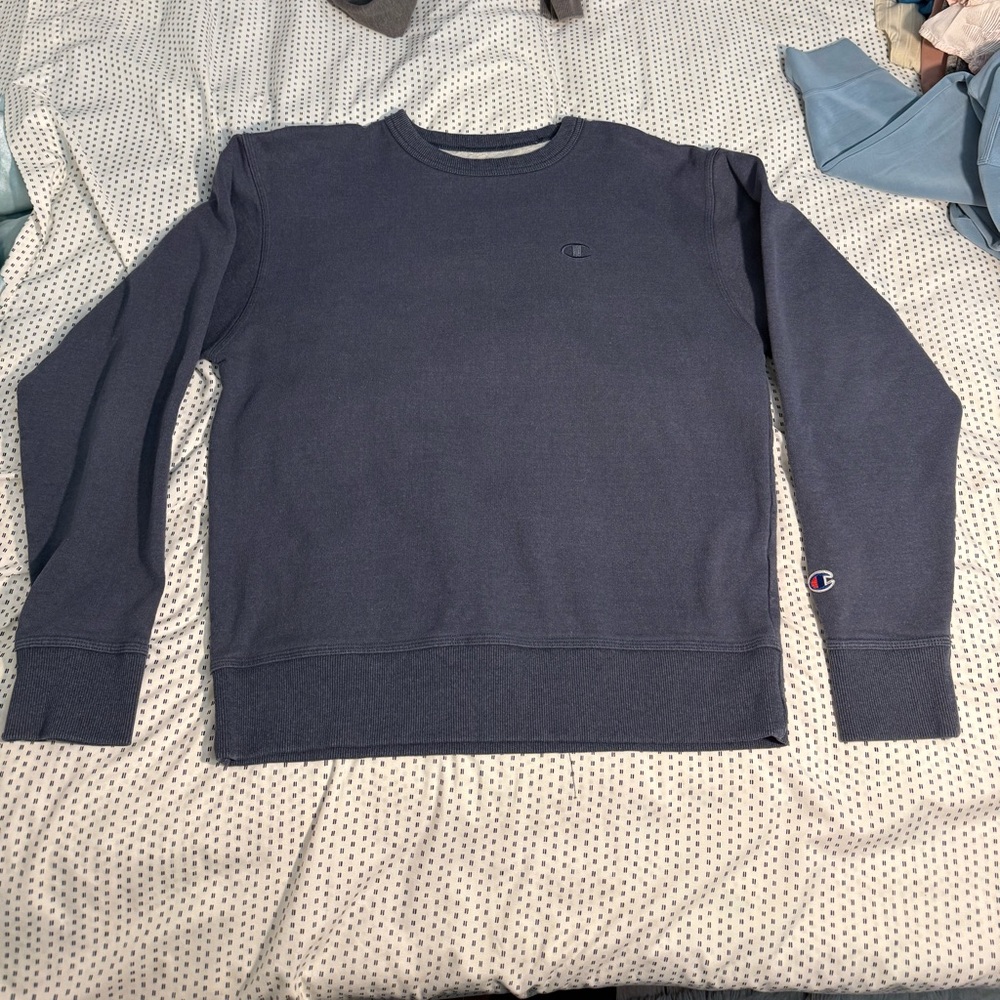 Champion Blue Crewneck Sweater Casual Knit